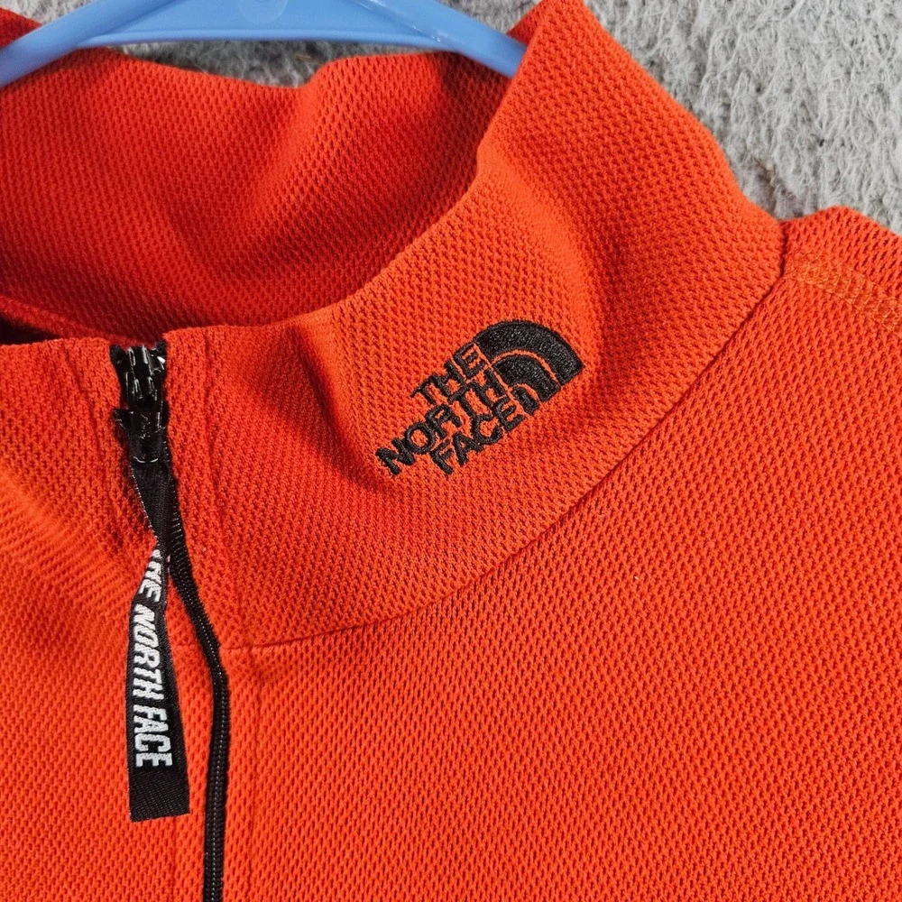 The North Face Mens‎ Orange Waffle Knit Quarter Zip Pullover Sweater Size Medium